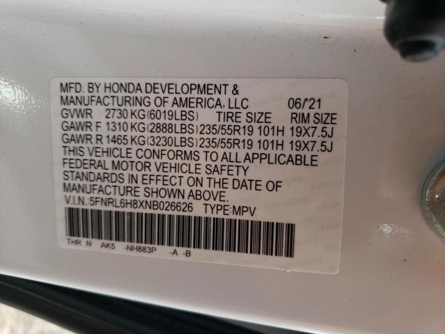 5FNRL6H8XNB026626 Honda Odyssey Touring