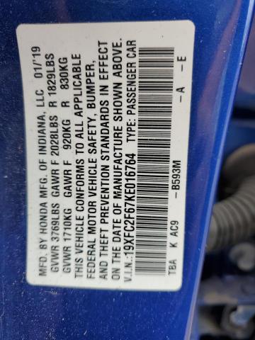 19XFC2F67KE016764 Honda Civic Lx