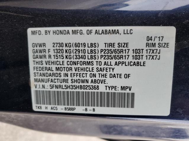 5FNRL5H35HB025368 Honda ODYSSEY SE
