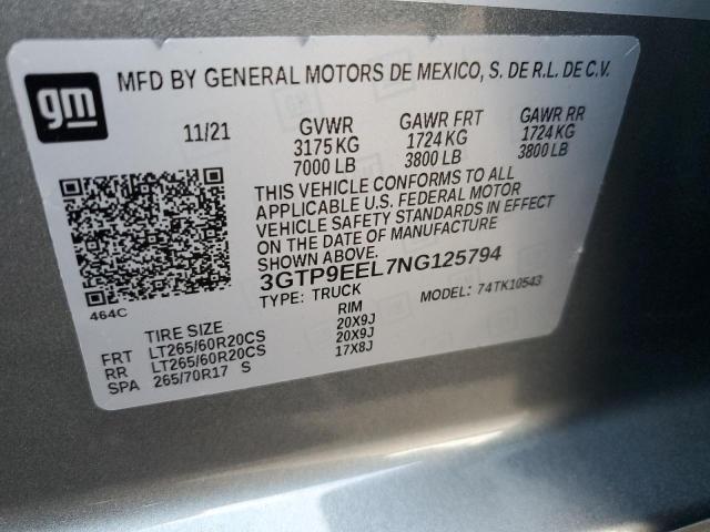 3GTP9EEL7NG125794 GMC Sierra Limited K1500 At4