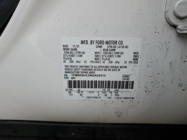 1FM5K8HC5NGA02513 Ford Explorer Platinum