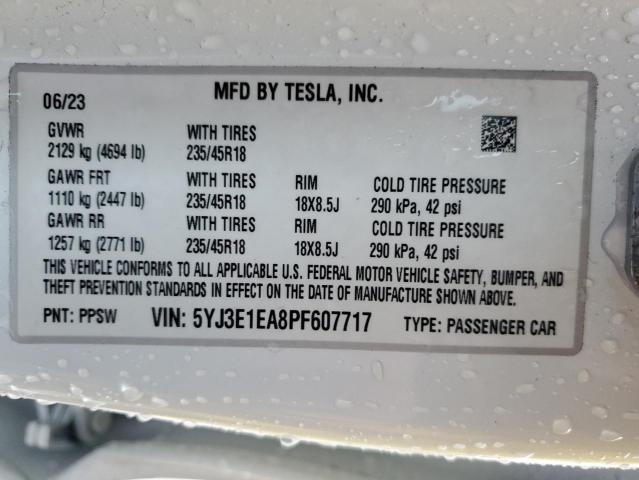 5YJ3E1EA8PF607717 Tesla MODEL 3