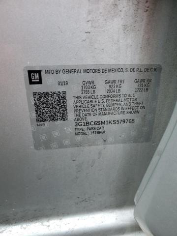 3G1BC6SM1KS579765 Chevrolet CRUZE LS