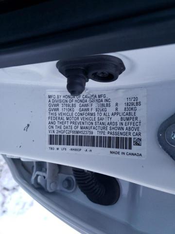 2HGFC2F66MH523759 Honda Civic Lx