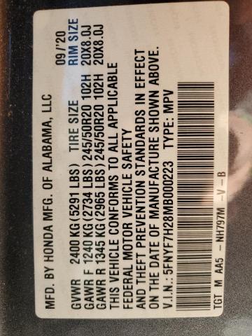 5FNYF7H28MB000223 Honda Passport Sport