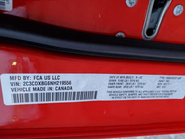 2C3CDXBG6NH219556 Dodge Charger Sxt