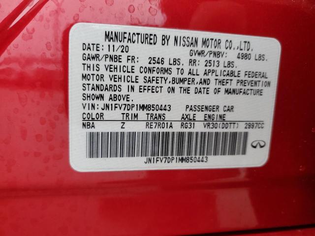 JN1FV7DP1MM850443 Infiniti Q50 Red Sport 400