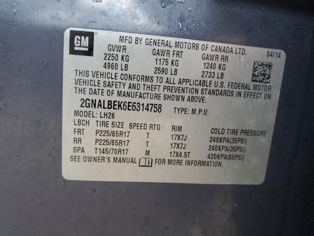 2GNALBEK6E6314758 Chevrolet EQUINOX LT