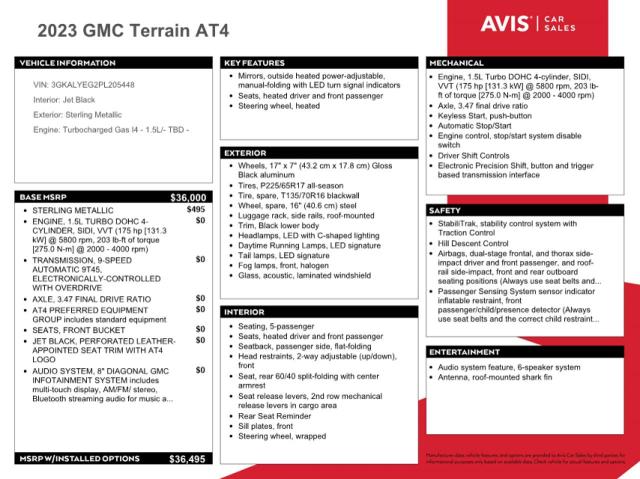 3GKALYEG2PL205448 GMC Terrain At4