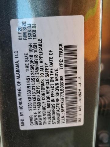 5FPYK3F77LB003168 Honda Ridgeline Rtl