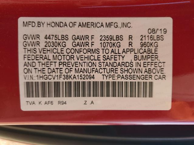 1HGCV1F38KA152094 Honda Accord Sport