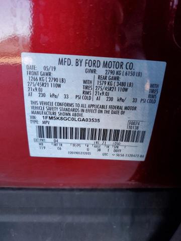 1FM5K8GC0LGA03535 Ford Explorer St