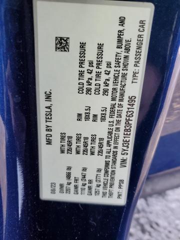 5YJ3E1EB3PF631495 Tesla MODEL 3