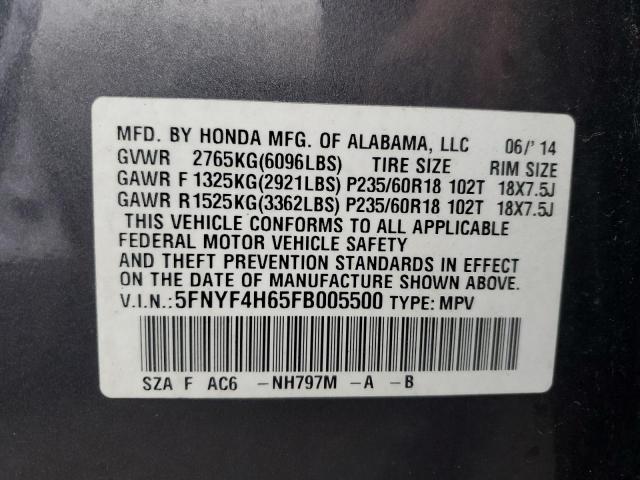 5FNYF4H65FB005500 Honda PILOT EXL