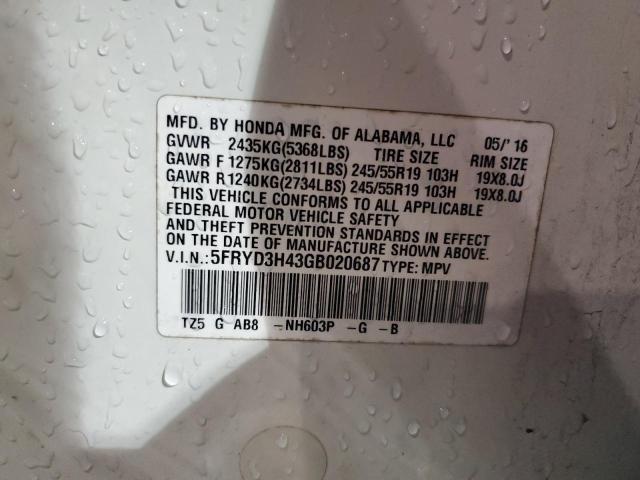 5FRYD3H43GB020687 Acura Mdx Technology
