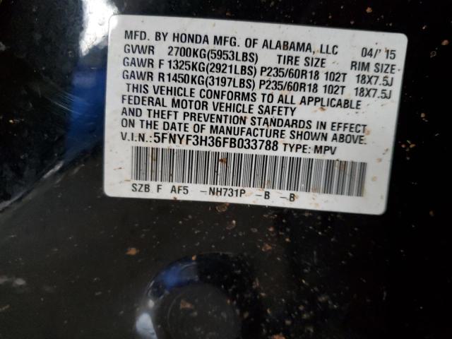 5FNYF3H36FB033788 Honda PILOT SE