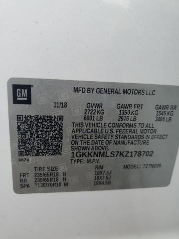1GKKNMLS7KZ178702 GMC Acadia Slt-1