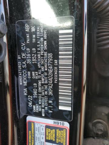 3KPA24AD2NE477938 KIA RIO LX
