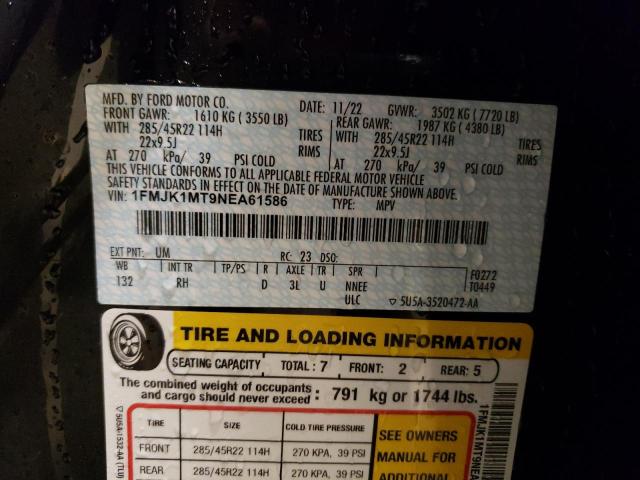1FMJK1MT9NEA61586 Ford Expedition Max Platinum