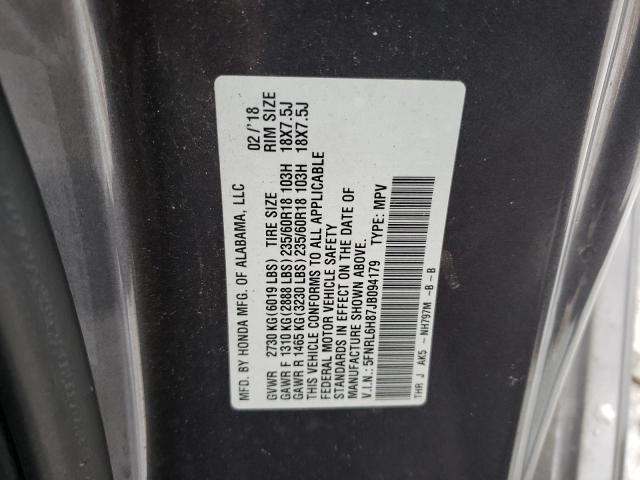 5FNRL6H87JB094179 Honda Odyssey Touring