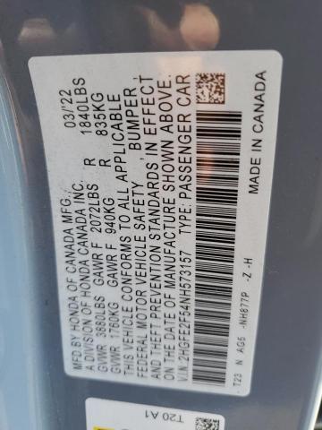 2HGFE2F54NH573157 Honda Civic Sport