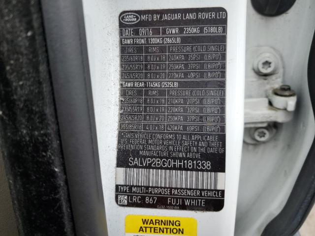 SALVP2BG0HH181338 Land Rover Range Rover Evoque Se