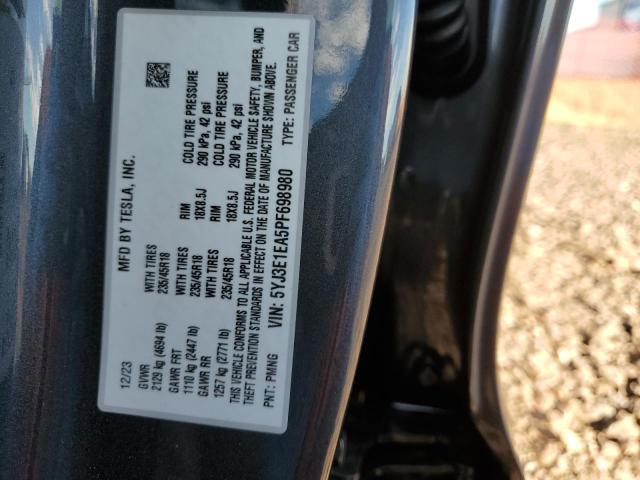 5YJ3E1EA5PF698980 Tesla MODEL 3
