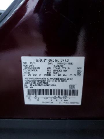 1FM5K8D83KGB33226 Ford EXPLORER XLT