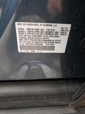5FNYF6H41KB083602 Honda PILOT EXL
