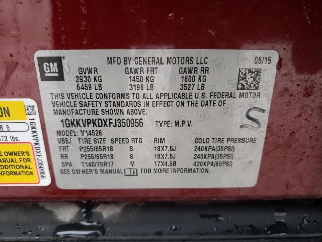 1GKKVPKDXFJ350956 GMC ACADIA SLE