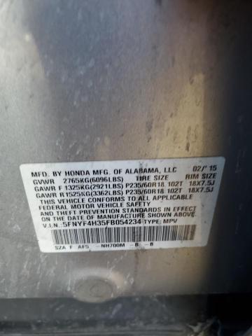5FNYF4H35FB054234 Honda PILOT SE