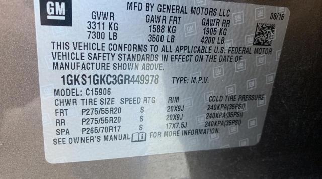 1GKS1GKC3GR449978 GMC Yukon Xl C1500 Slt