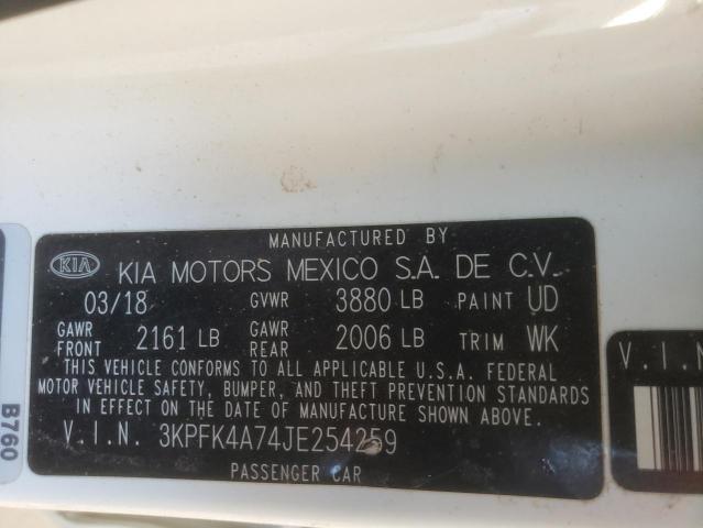 3KPFK4A74JE254259 KIA FORTE LX