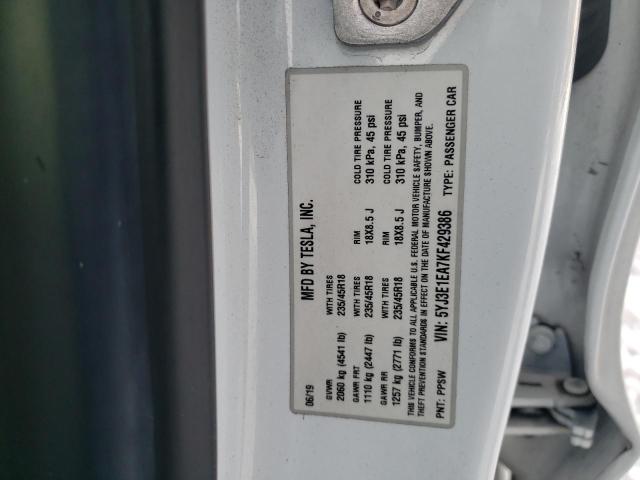 5YJ3E1EA7KF429386 Tesla MODEL 3