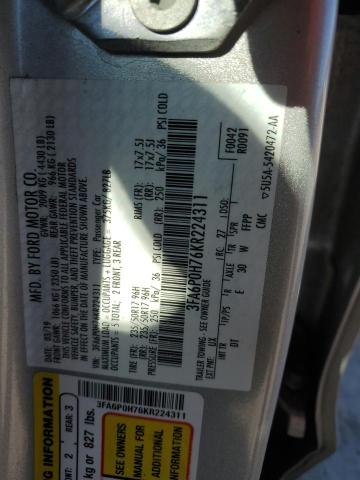 Ford FUSION SE 2019 3FA6P0H76KR224311 Image 12