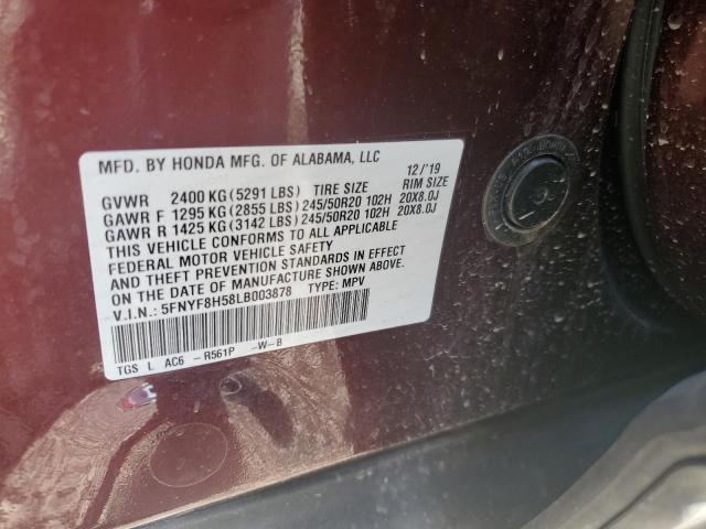 5FNYF8H58LB003878 Honda Passport Exl
