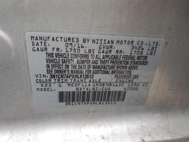 3N1CN7APXHL813513 Nissan VERSA S