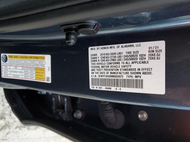 5FNYF5H28MB026972 Honda PILOT SE
