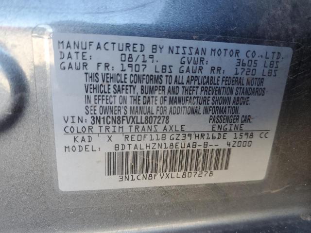 3N1CN8FVXLL807278 Nissan VERSA SR