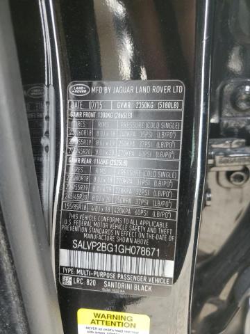 SALVP2BG1GH078671 Land Rover Range Rover Evoque Se