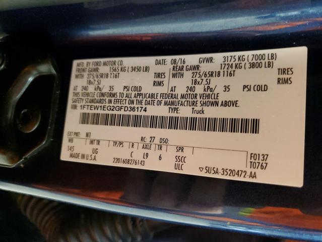 1FTEW1EG2GFD36174 Ford F150 Supercrew