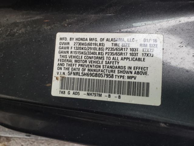 5FNRL5H69GB057958 Honda ODYSSEY EXL