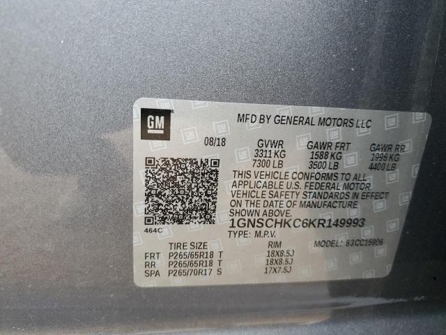 1GNSCHKC6KR149993 Chevrolet Suburban C1500 Lt