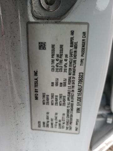 5YJ3E1EA8LF706323 Tesla MODEL 3