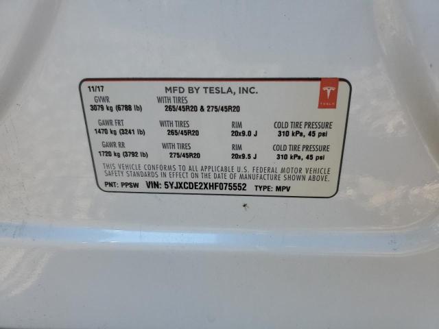 5YJXCDE2XHF075552 Tesla MODEL X