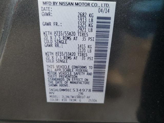 5N1AL0MM9EC534978 Infiniti QX60