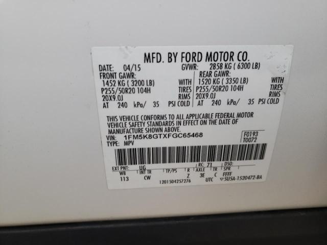 1FM5K8GTXFGC65468 Ford EXPLORER SPORT