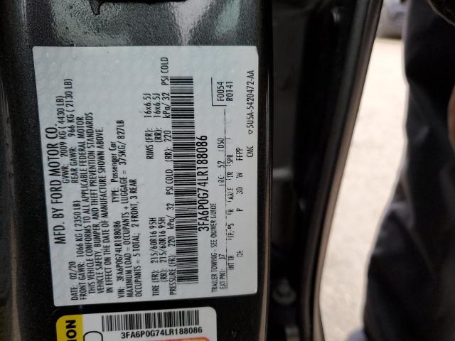 3FA6P0G74LR188086 Ford FUSION S