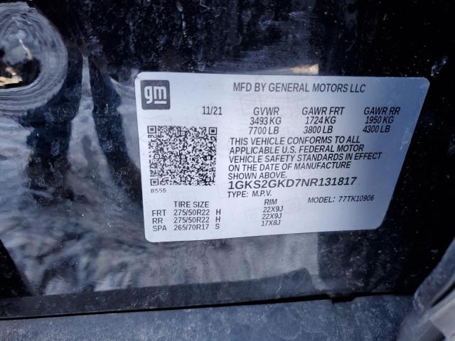 1GKS2GKD7NR131817 GMC Yukon Xl K1500 Slt