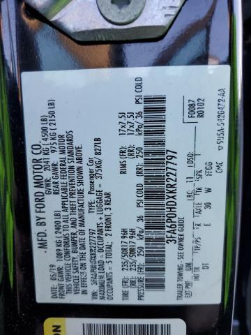 3FA6P0HDXKR227797 Ford FUSION SE